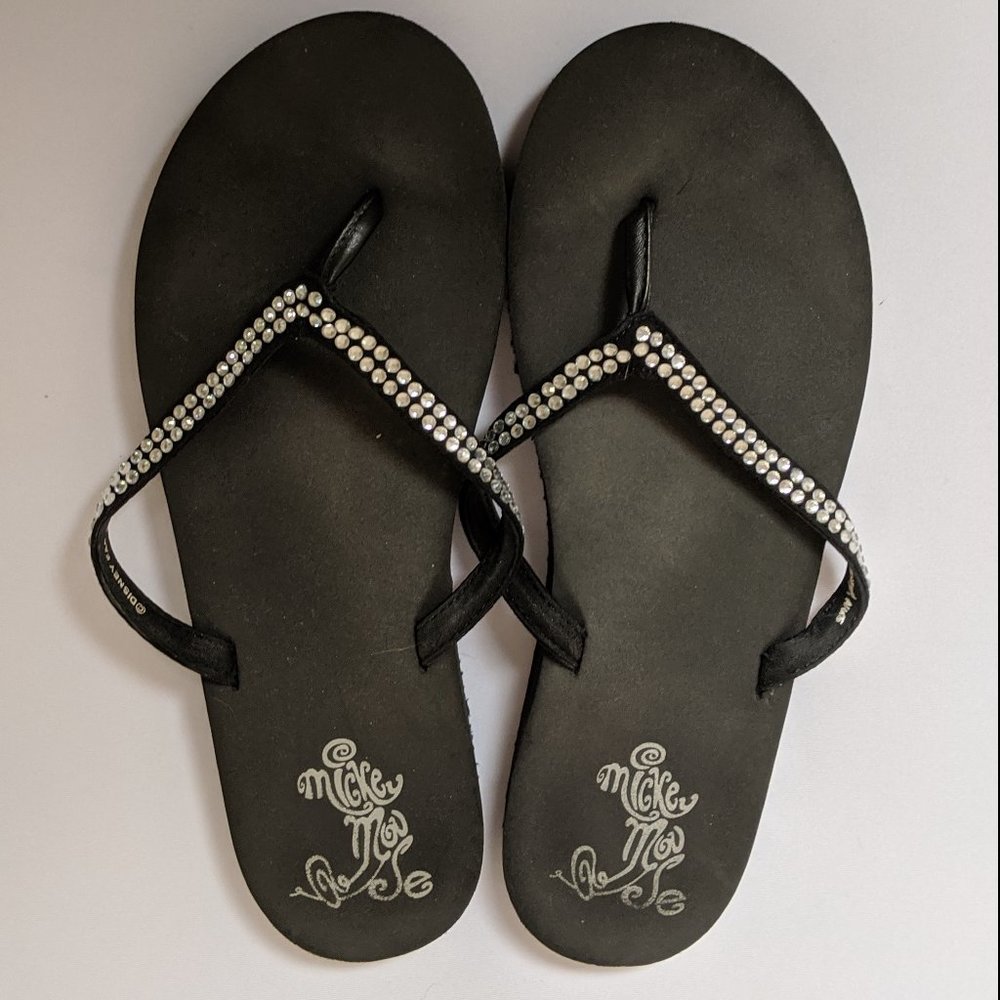 DISNEY MICKEY SANDALS SIZE 8.5 Black/Silver - Picture 1 of 4
